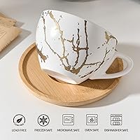 Vista 4 de LUKA Ceramic Demitasse Espresso Cups Set with Saucers and Metal Stand, 8 oz Porcelain Stackable Cappuccino Cups Teacup For Tea, Espresso, Latte