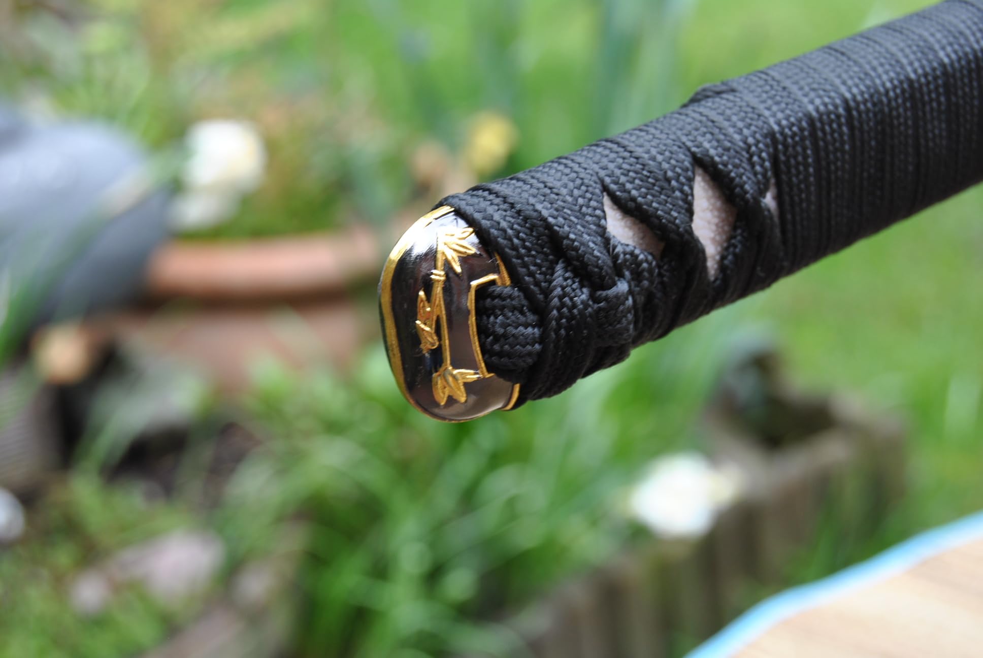 Samurai Schwerter Bamboo Katana Schwert - scharf, echt & handgeschmiedet - gefaltetes Katana Schwert ohne Ständer - echtes Japanisches Samurai Sword aus Kohlenstoffstahl - Japan Deko Katanas