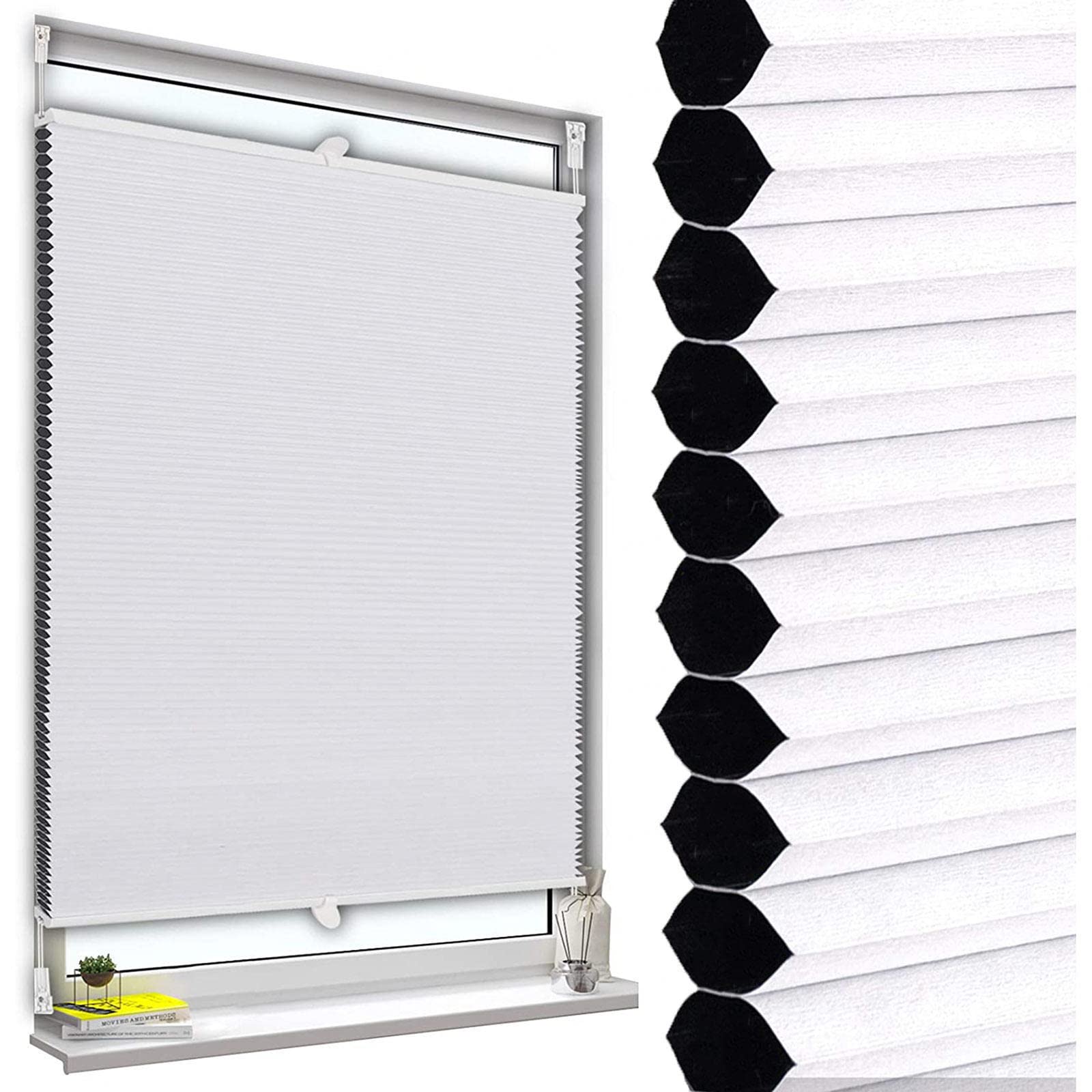 Tenda Plissettata Per Finestra,Tende a Nido D'ape Oscuranti 50/55/60/65/70/75/80/85/90/95cm,Tende Plissettate a Nido d Ape Bianche,Tende Plissettate a Nido D'ape Termiche,W×H-100x200cm/39.4*78.7in