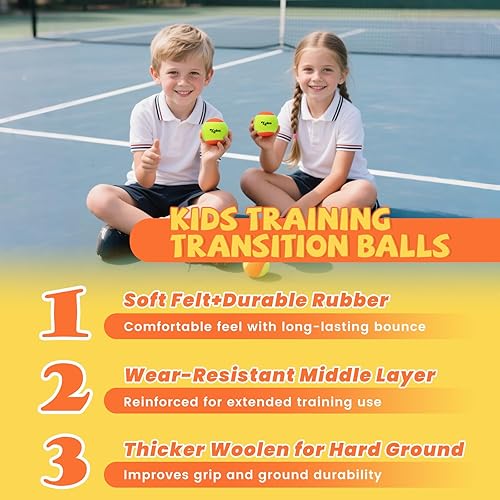 Miniatura 4 de Paquete de 1220364860 pelotas de tenis para niños, 50% de baja compresión, pelotas de tenis para principiantes, entrenamiento juvenil y juego de