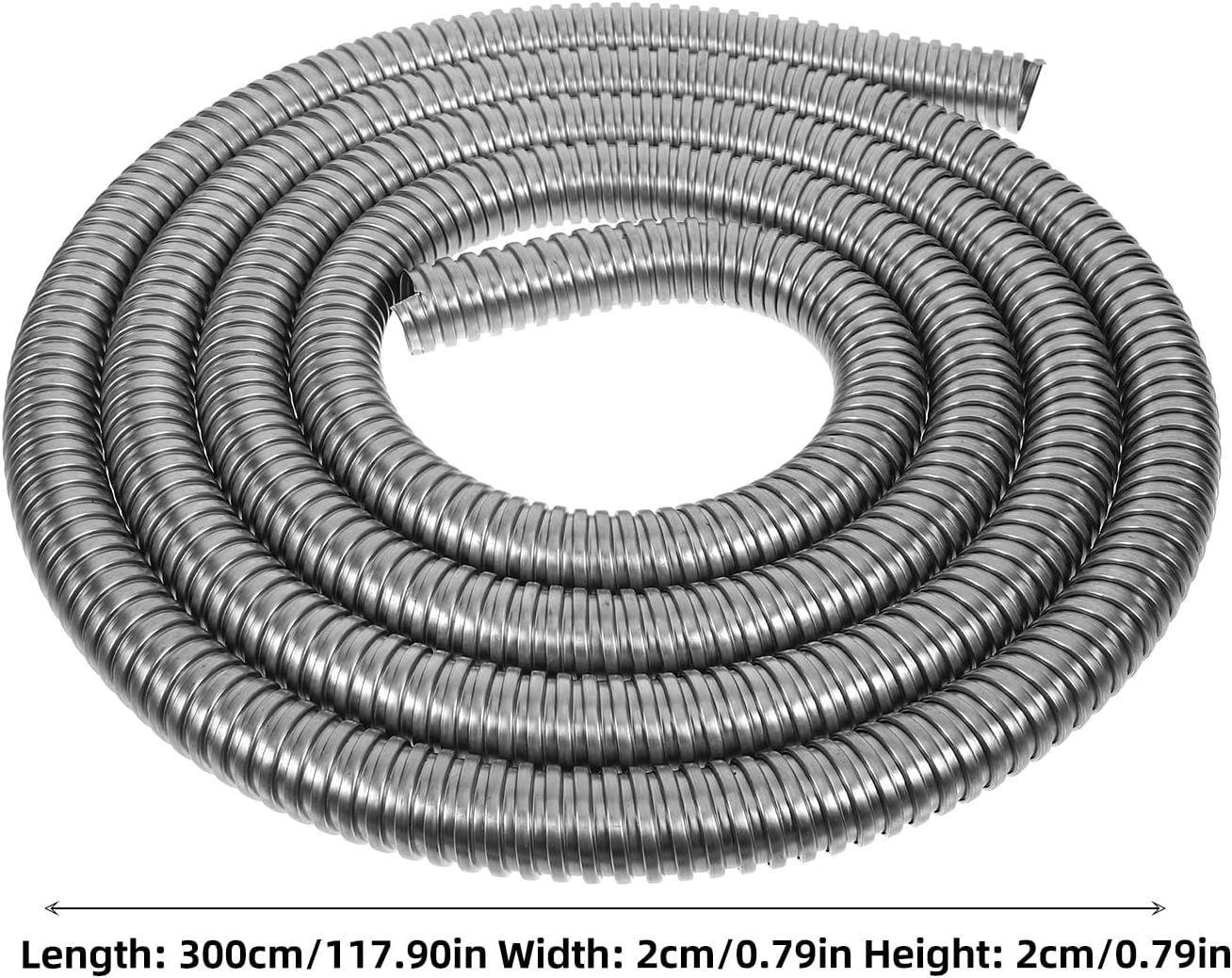 UKCOCO Cable Protector: Corrugated Wire Cover - Automotive Corrugated Conduit Tube Heat Shield Protector - Wire Cover Sleeve Cord Management Power Cable Thread Stainless Steel