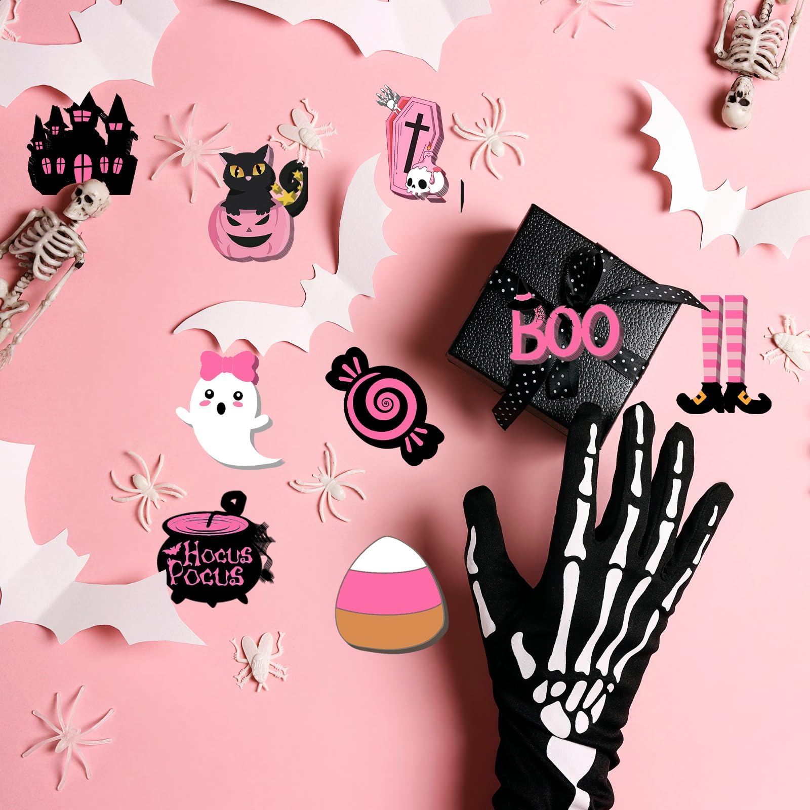Amazon.co.jp: 24ピース ハロウィンツリーオーナメント ピンク