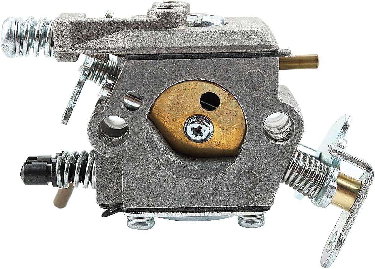 Bottom view of the carburetor, showing the fuel bowl and float mechanism.