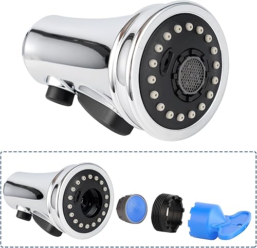 Vista 41 de Hibbent Reemplazo de cabezal de grifo de cocina extraíble, boquilla de cabezal rociador de cabezal de grifo de fregadero de cocina de 3 funciones