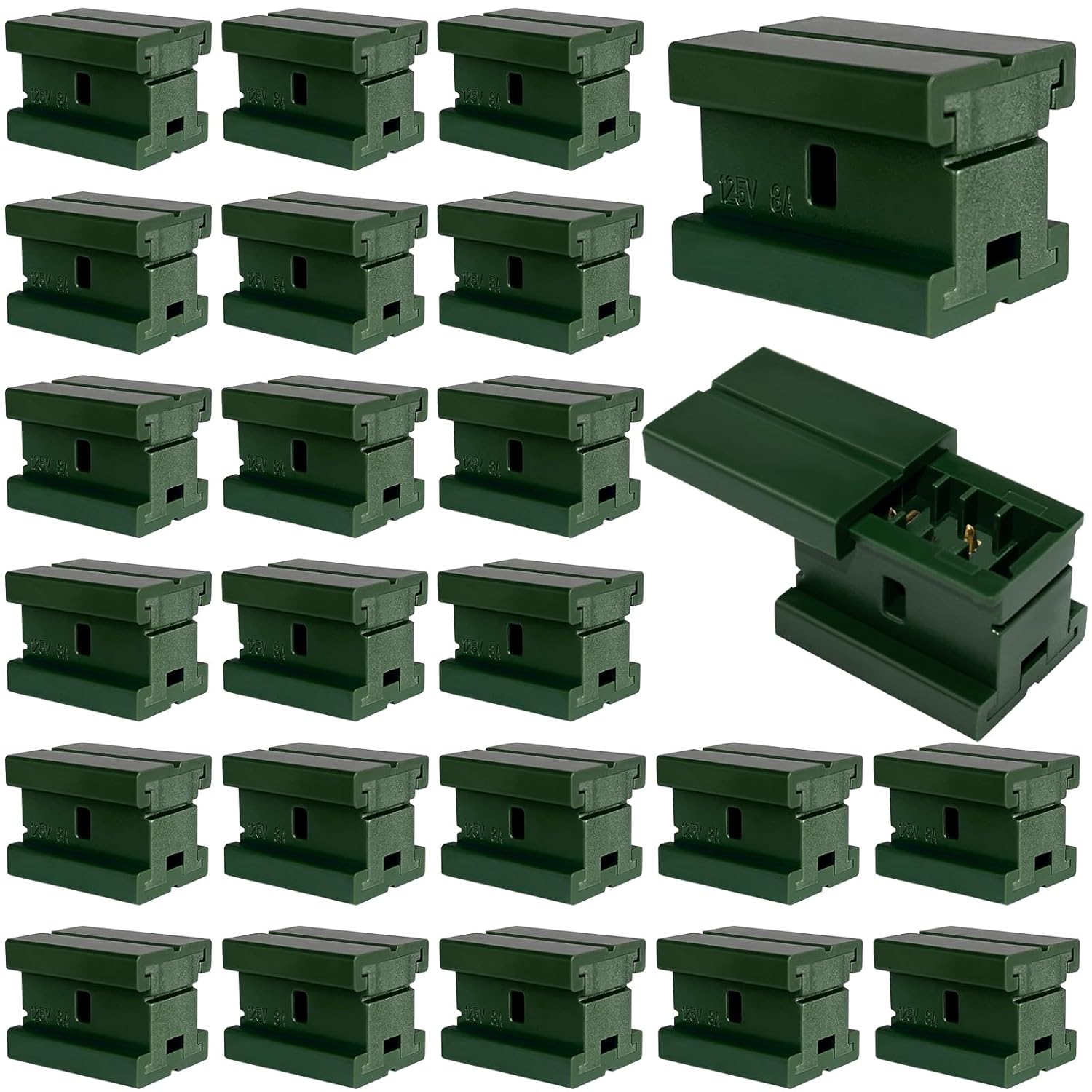 20 Pcs SPT-1 Christmas Lighting Vampire Plug, Male and Female Green Slip Plugs, Gilbert Zip Plugs, 20 Female and Male 2-in-1