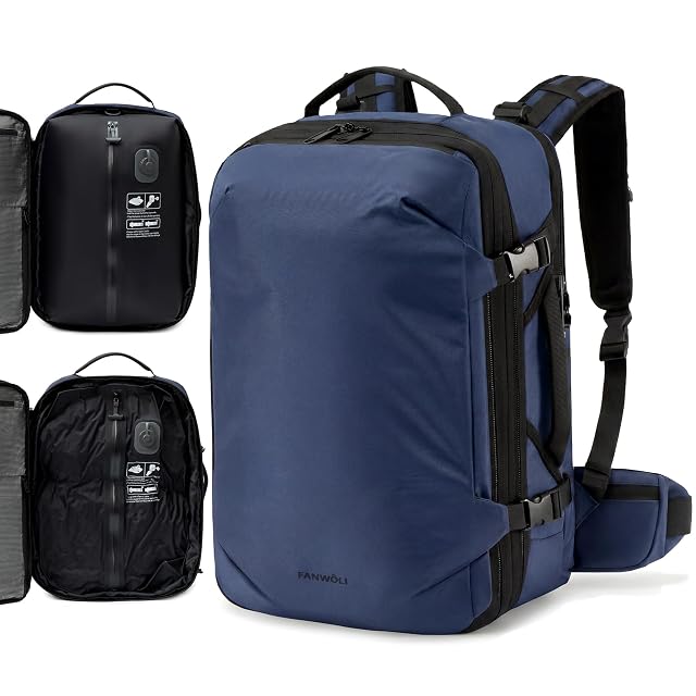 Fanwoli Fanwoli Vacuum Travel Backpack, One-Button Compression, Carry-On,Blue