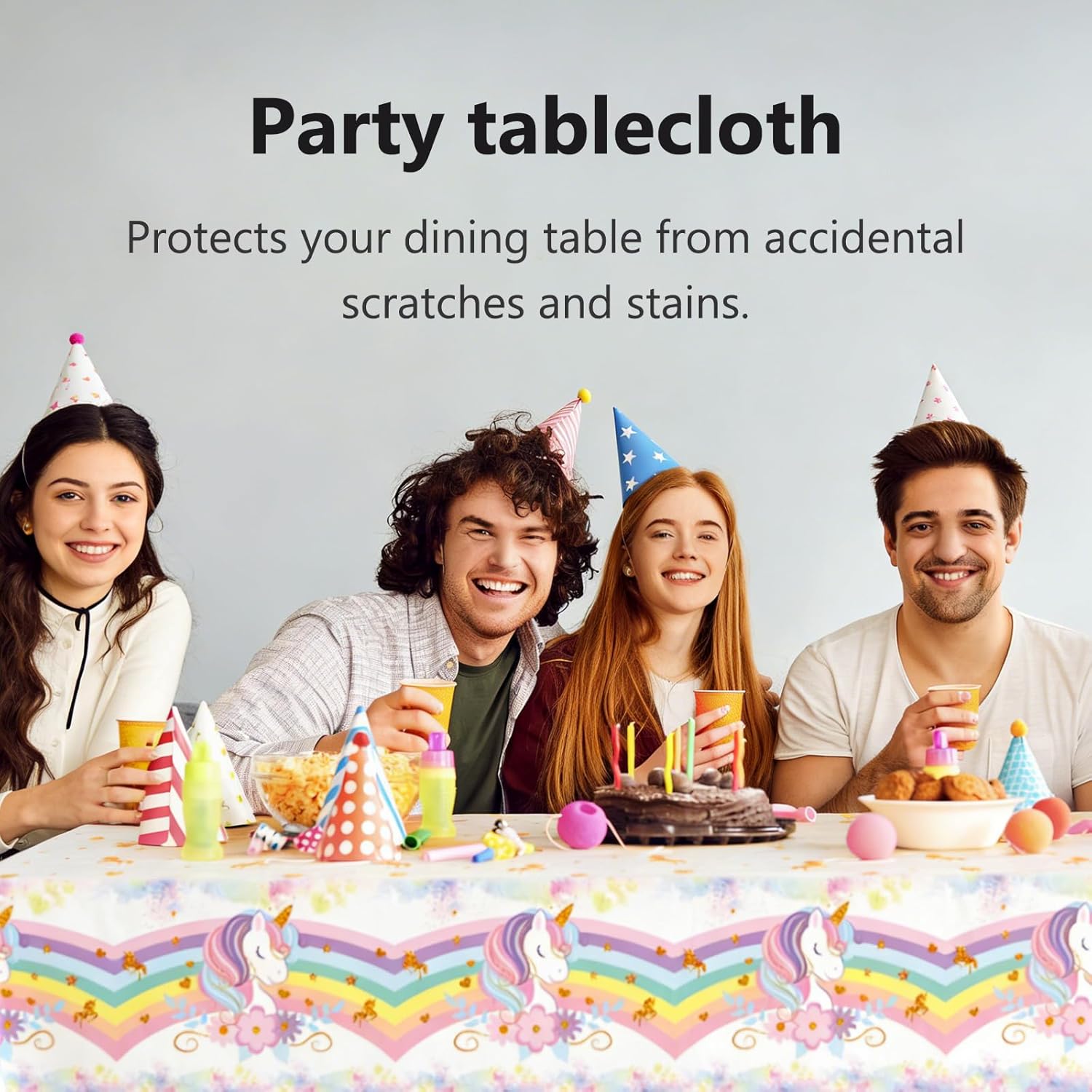 Unicorn Birthday Tablecloth, Disposable Plastic Tablecloth Rectangular Table Waterproof 220 x 130 cm, Table Decoration for Birthday Girls, Princess, Unicorn Theme Party