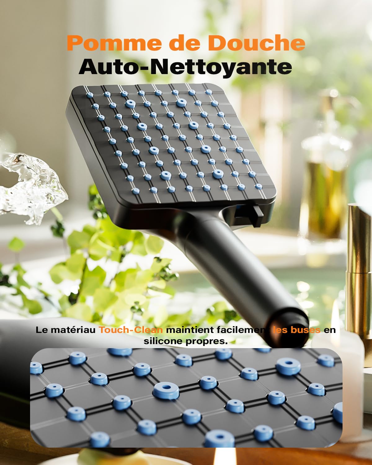 Cobbe Pommeau de douche avec filtre 20 couches pour eau dure 6 jets élimine le chlore et les métaux lourds flexible de 1 5 m inclus noir