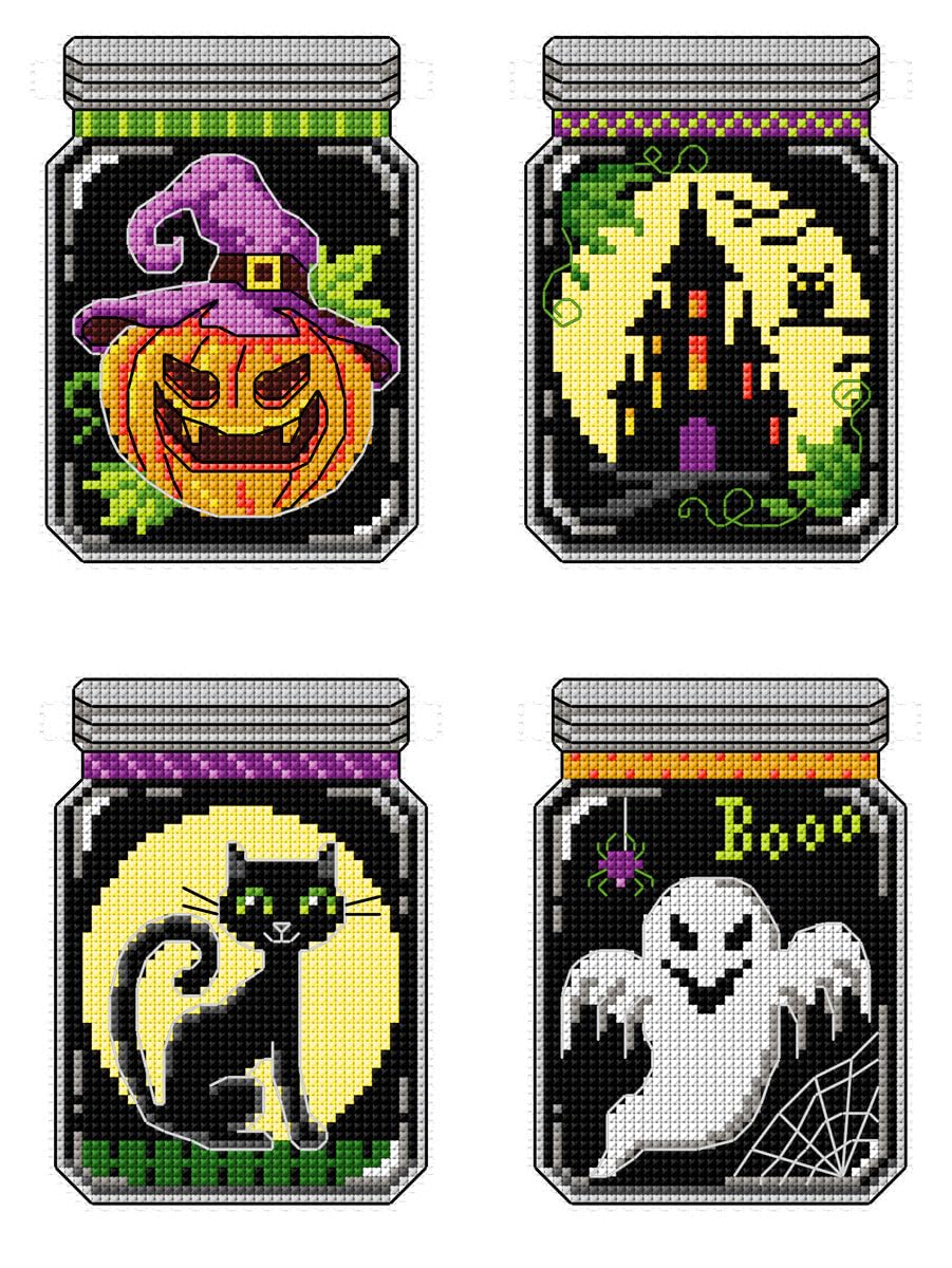 Crafting Spark Halloween Jugs Counted Cross-Stitch Kit "Halloween Jugs" 170Cs