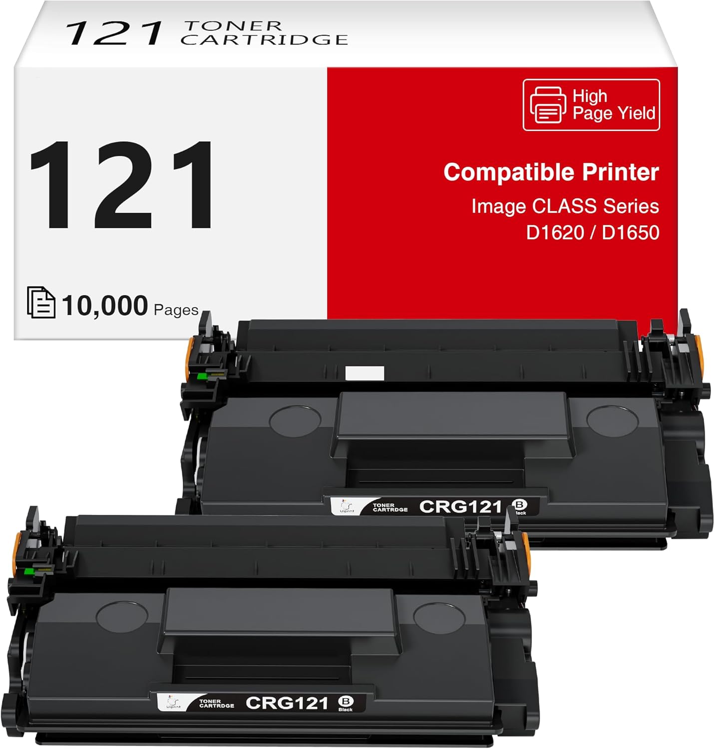 CRG-121 Black Toner Cartridge Compatible Replacement for Canon 121 Black Toner Cartridge High Yield, CRG-121 CRG121 Toner Works with Canon imageCLASS D1650 D1620 1620 1650 Printer (Black, 2-Pack)