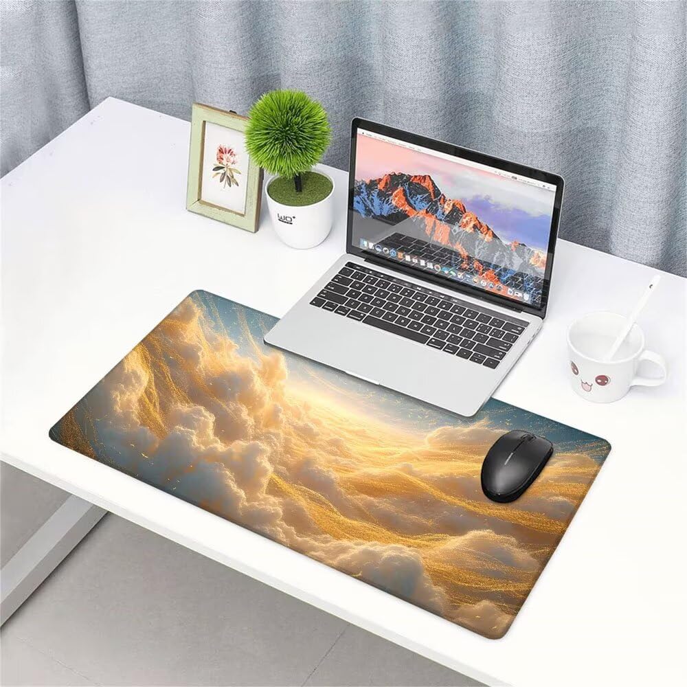 Alfombrilla de Mouse para Juegos, Giallo, XXL, Antideslizante, Impermeable, Diseño de Cielo, Extendido, Grande, 1200x600x3mm, para PC, Laptop, Ufficio, Famiglia d-633