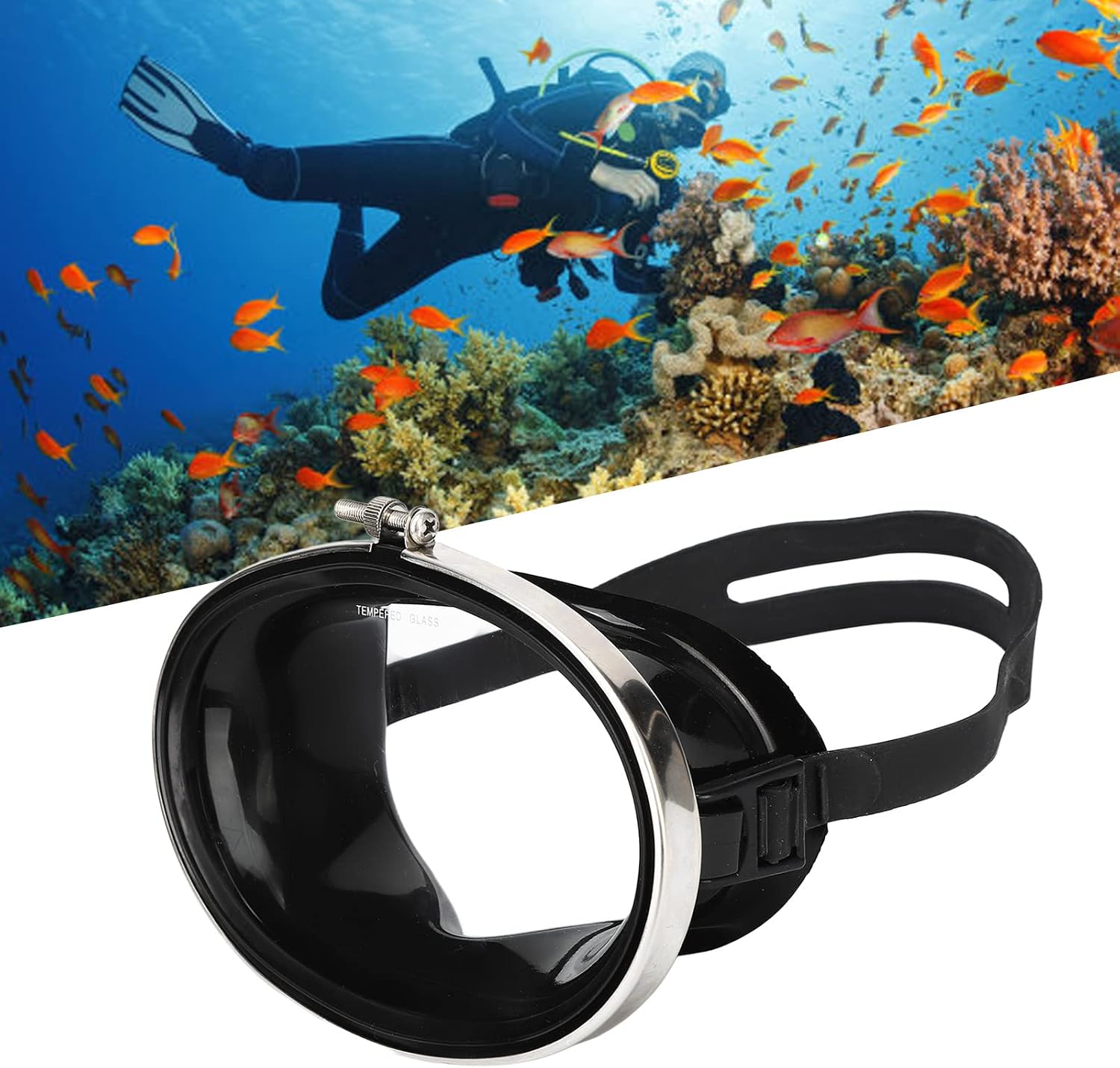 Topyond Diving Mask Scuba Diving Goggles, HD Antifog Snorkel for Swimming | HD Antifog Snorkel Goggles for Swimming and Snorkeling, PVC Face Cover Oval Shape Swimming Mask with Tempered Glass Lens