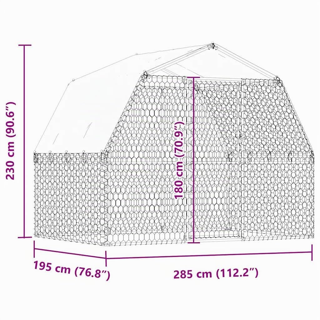 vidaXL Cage pour Chiens avec Toit et Porte, Parc à Chiens, Enclos pour Animaux, Chenil de Terrasse Extérieur, Argenté Acier Galvanisé