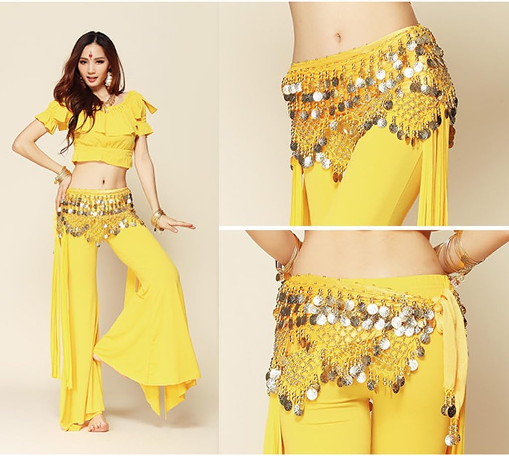 Wuchieal Women's Sweet Bellydance Hip Scarf with Gold Coins Skirts Wrap Noisy image 3