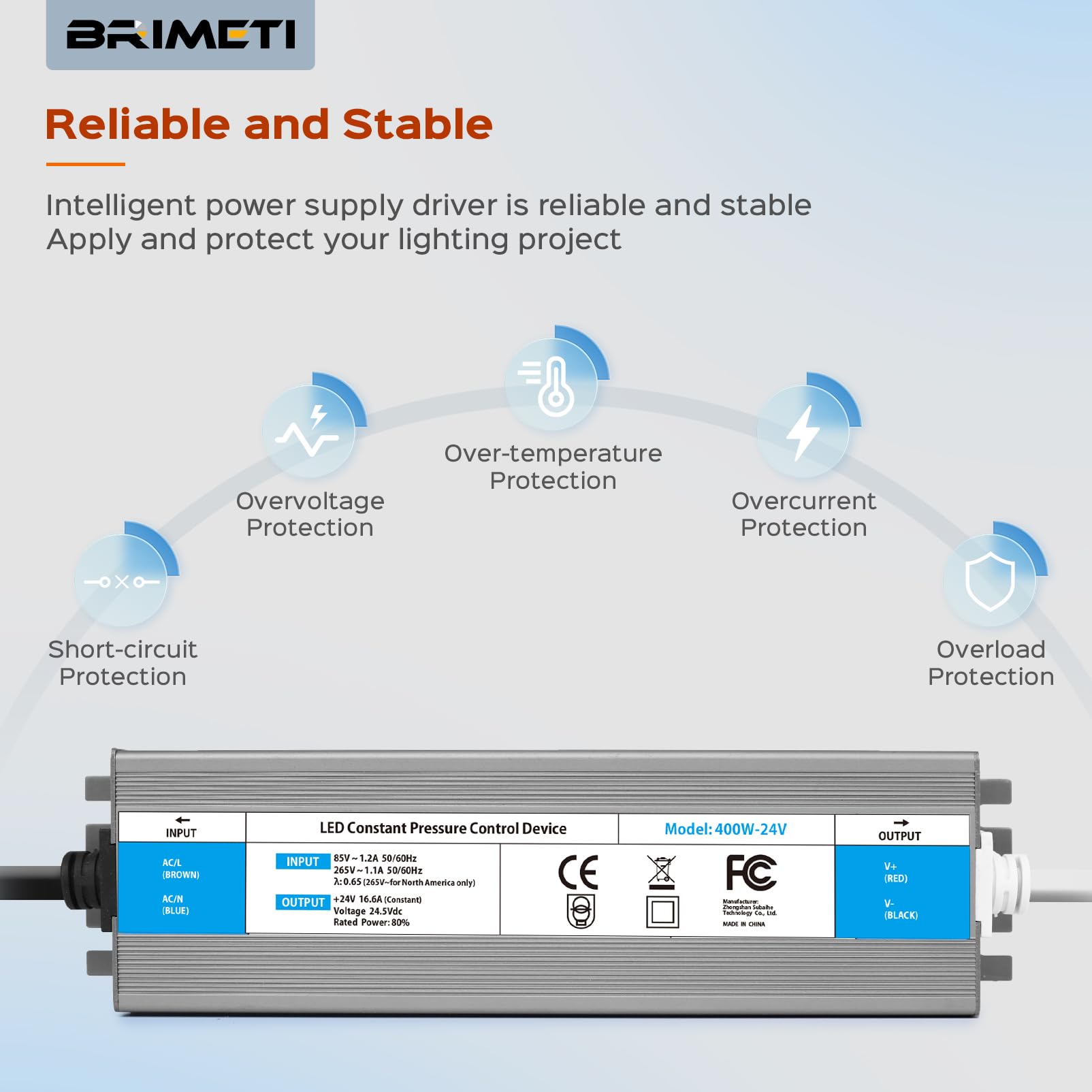 Transformateur 220V 24V Power Supply Alimentation 400W DC LED Driver Continu IP67 Transformer Etanche Extérieur Adaptateur 16.6A Transfo Controleur 220V AC à 24V DC, Pour Ruban LED