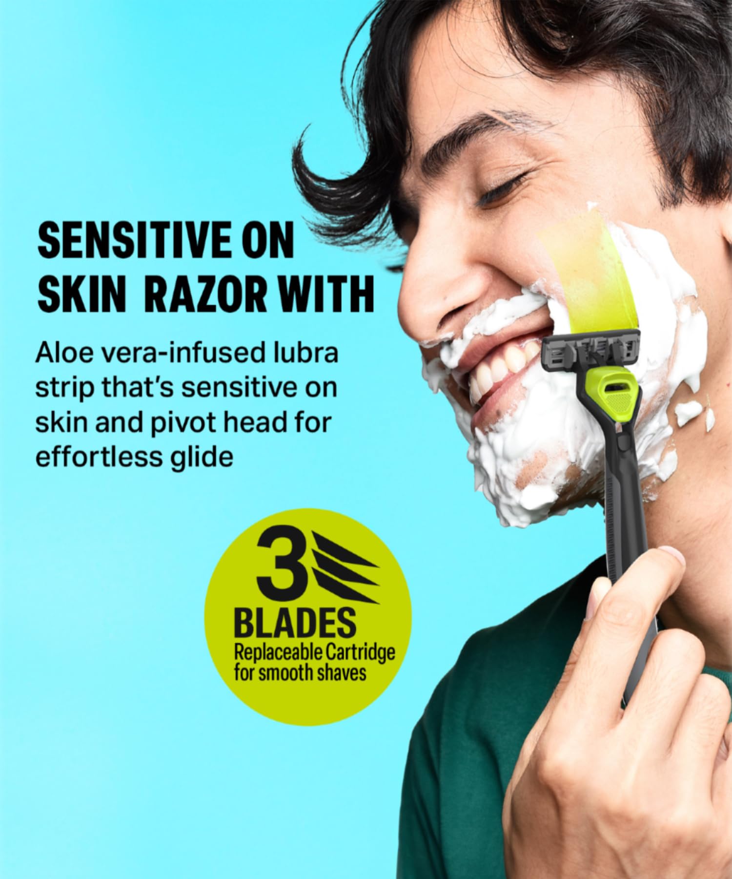 Bombay Shaving Company Sensi Smart 3 Shaving Kit For Men | Sensi Smart 3 Razor, Razor Cartridges, Charcoal Shaving Foam | Travel Bag | Shaving Kit For Sensitive Skin | Shaving Starter Kit | Travel Kit For Men - Image 5 thumbnail