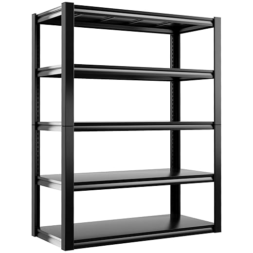 REIBII 72" H Garage Shelving Heavy Duty Garage Storage Shelves 2050LBS Wide Metal Shelving Unit Adjustable 5 Tier Heavy Duty Shelving for Garage Storage Shelving Units and Storage 39.4" x 17.7" x 72"