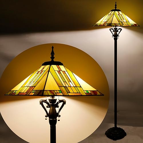 Vista 45 de Tiffany Lámpara de pie Tulipán Flor Misión Estilo Vidrieras Luz de lectura de pie 16X16X64 Pulgadas flor ((Tulip Flower)