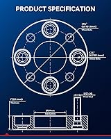 Vista 2 de KAX Espaciadores de rueda de 4 x 4 de 1 pulgada para Trail Boss 330, espaciadores de 4 lengüetas con orificio de cubo de 2.323 in de 1/2 pulgada x
