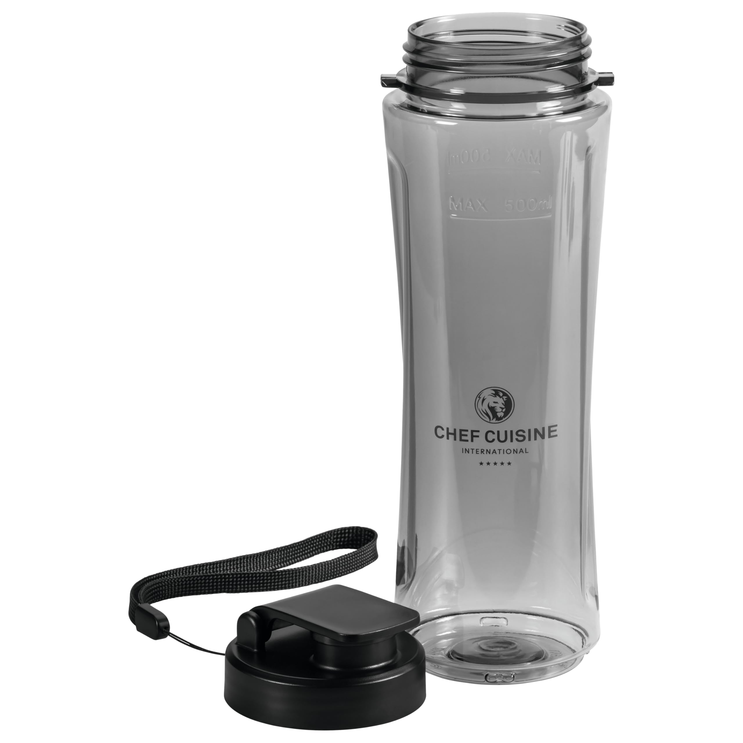 CHEF CUISINE Smoothie Maker 300W, 2x Mixbehälter (500 ml) aus bruchsicherem TRITAN-Kunststoff inkl. Auslaufsichere „To-Go“-Schraubdeckel, BPA frei, Messereinheit mit 4 Edelstahlflügeln