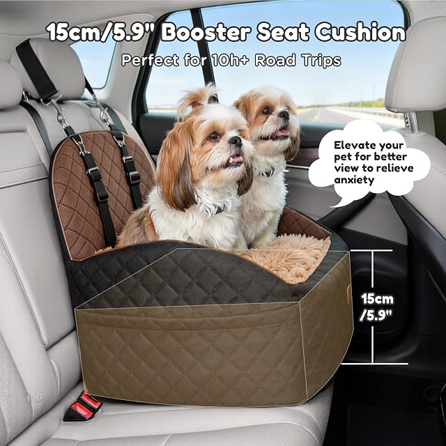 Foto 2 de 8 de Gimars Asiento Perro Coche Reversible Felpa Larga y Corta para Perros Pequeños/Medianos hasta 16kg