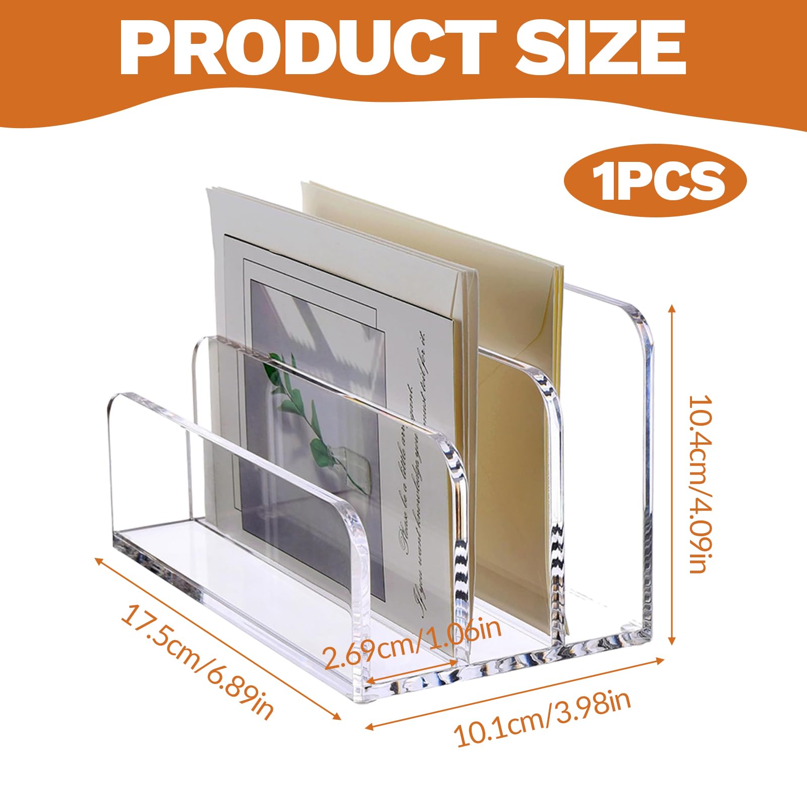 Soporte para cartas con 3 compartimentos, escritorio, soporte para cartas de acrílico, organizador de cartas transparente, soporte para documentos para escritorio, cartas, postales, folletos