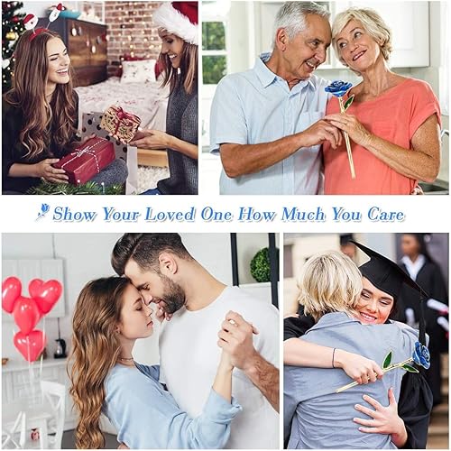 Miniatura 6 de Ejoyous Rosa de oro de 24 quilates con tallo largo, rosa fresca sumergida en oro, rosa floreciente para siempre con caja de regalo, regalo para