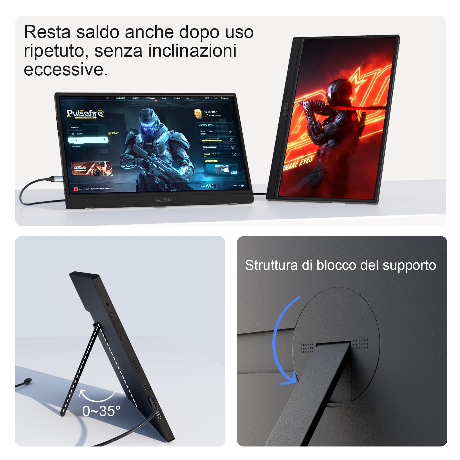 Monitor Portatile 15,6 Pollici FHD 1080p IPS, 60Hz, Monitor con Altoparlanti Integrati, Estensore Schermo con Supporto Girevole 90°, HDMI/USB-C per Laptop, PC, Mac, Xbox