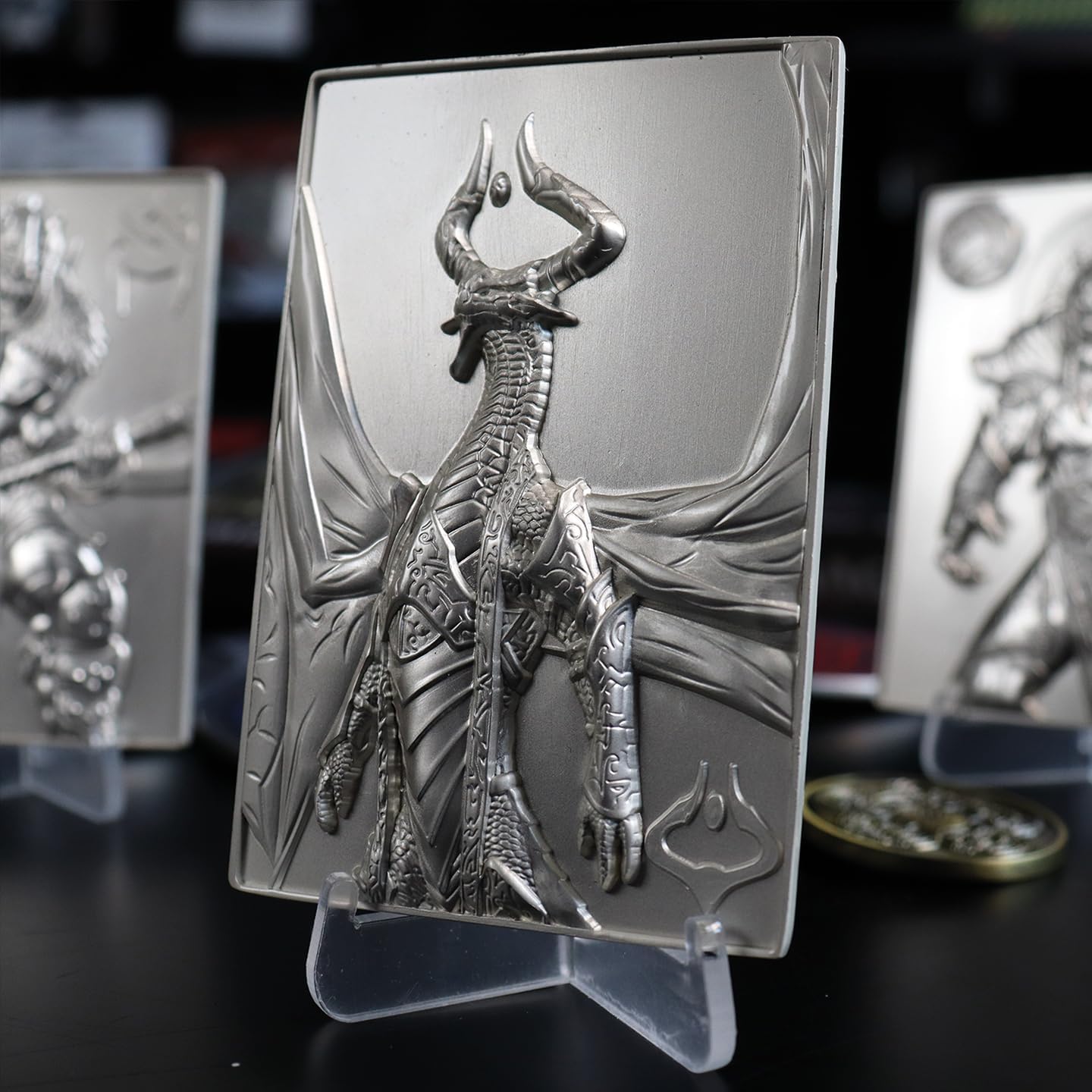 Magic The Gathering Limited Edition Silver Plated Nicol Bolas Metal Card
