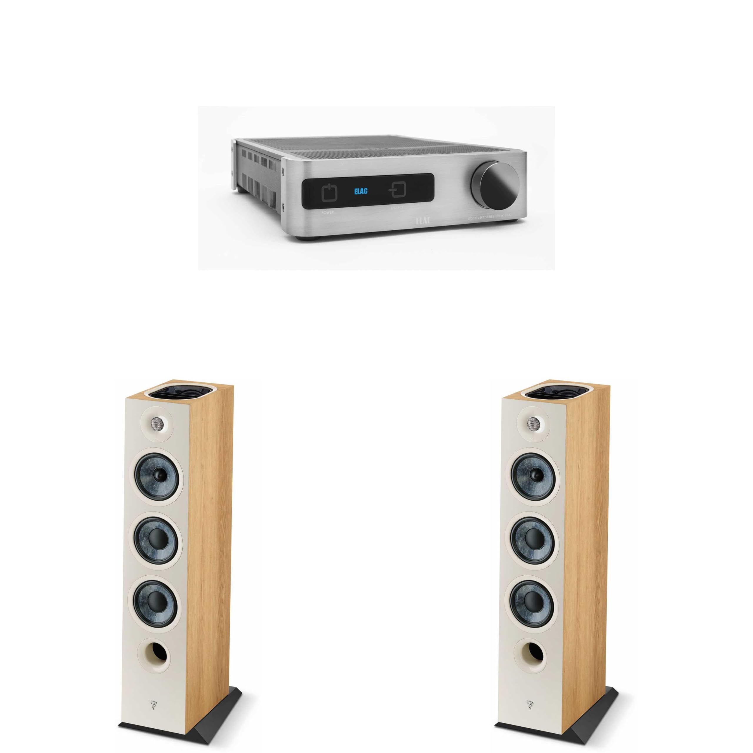 FCHORA826LW-D (Pair) + Elac DS-A101-G - Discovery Amplifier with Wi-Fi - Grey