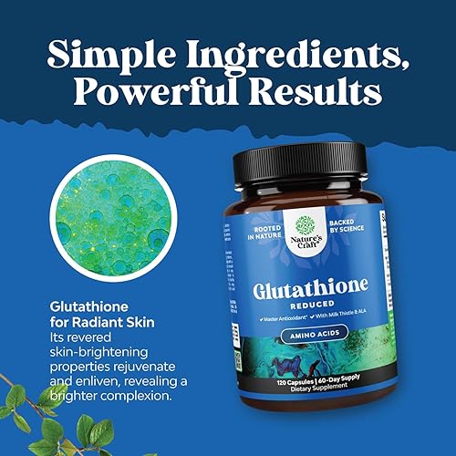 Miniatura 5 de Suplemento reducido de glutatión con cardo mariano - 1000 mg por porción L glutatión puro con ácido alfa lipoico y silimarina de cardo mariano para