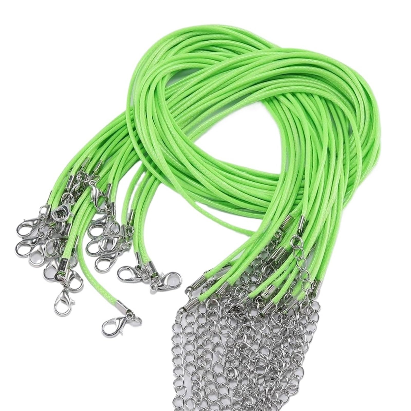 Cordon de collier 1.5mm en fil tressé vert herbe et fermoirs en bronze de haute régularité