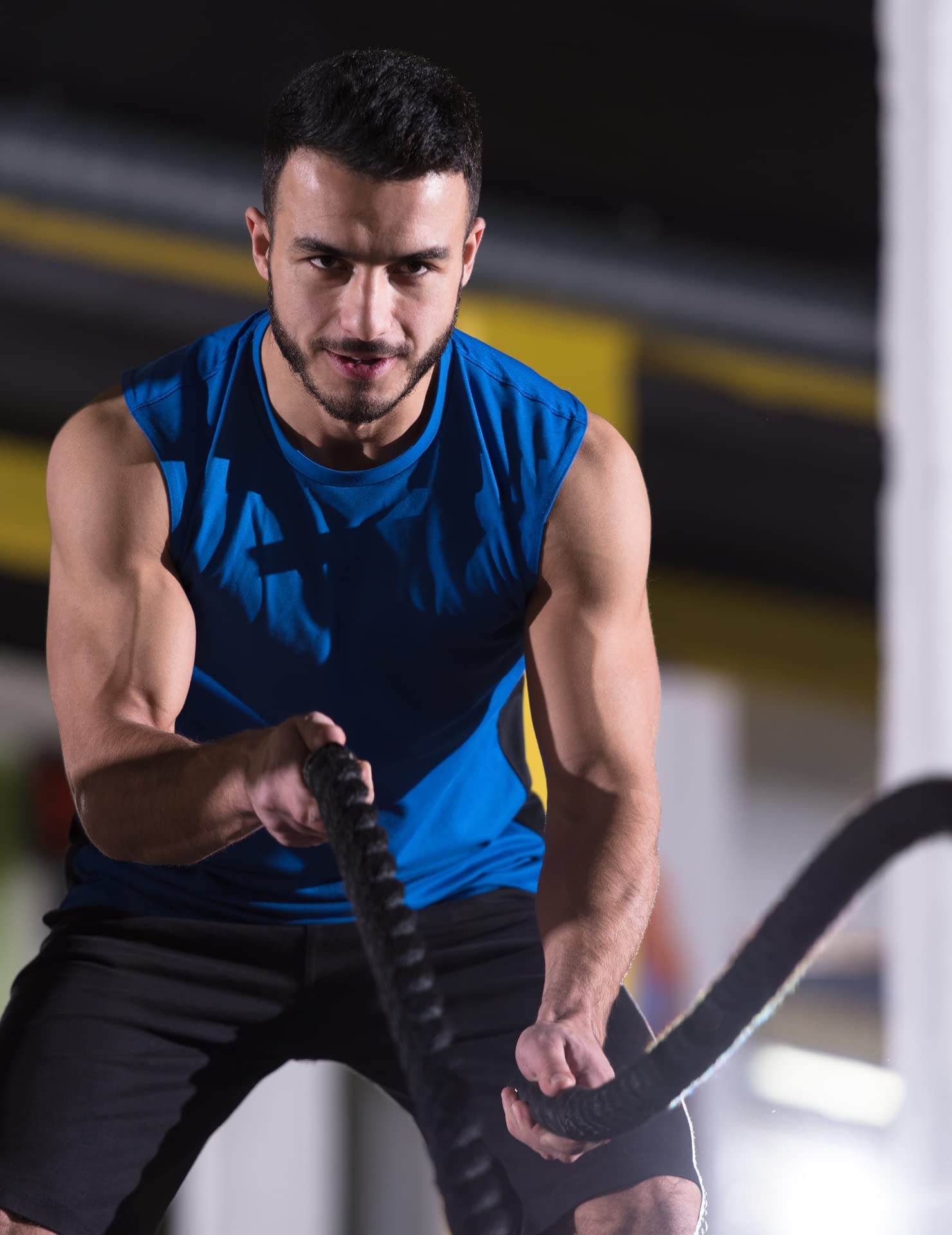 SPORTINATOR® Fitness Battle Rope 9 m langes und 7 kg schweres Trainingsseil, mit Kunststoff umwickelten Enden als Griffe. Perfekt für Koordinations- und Ausdauertraining. Für Damen und Herren