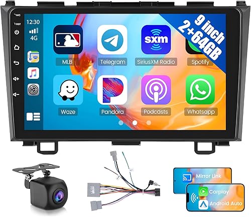 Hikity Para Honda CRV 2007-2011 Android 13 Estéreo de coche inalámbrico Apple Carplay Android Auto, 2GB+64GB 9 pulgadas pantalla táctil para Honda
