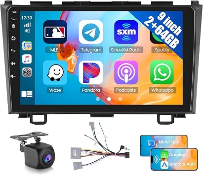 Hikity for Honda CRV 2007 2008 2009 2010 2011 2GB+64GB Android 15 Car Stereo with Wireless Apple Carplay Android Auto 9 inch Touchscreen Car Radio Support GPS Navigation WiFi BT FM EQ + Backup Camera