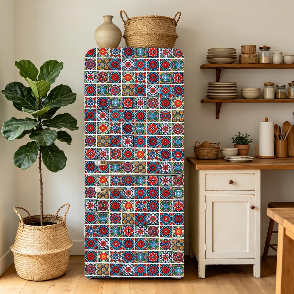 Pegatinas para nevera extraíbles y autoadhesivas, vinilos florales lavables de 200cm