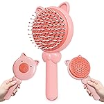 Retractable Hair Brush Pink Pig Designed - Compact 7.87  3.66 Inches Self Cleaning Hair Brush for Women with Magnetic Attach - Effective Detangling & Self Cleaning Hairbrushes with Soft Bristles