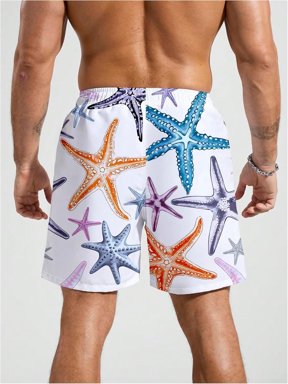 BEAUDRM Men's Leopard Swim Trunks Hawaiian Beach Shorts Cheetah Swimsuit Drawstring Waist Bathing Suit Board Shorts