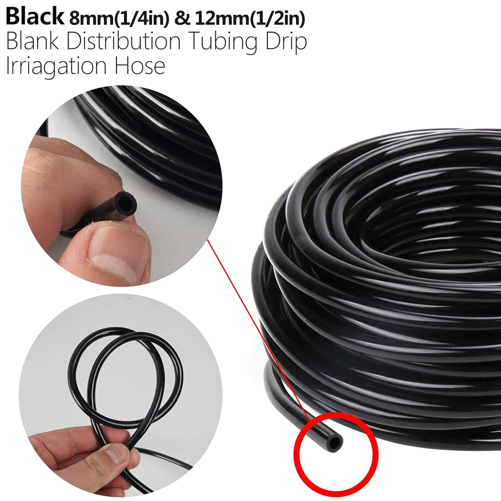Generico Tubo per Micro-Irrigazione: Sistema Completo di Tubi per Giardino con Integrazione Goccia a Goccia - Irrigazione Automatica per Prati e Aiuole 12mm(1/2in) 50m(164ft)