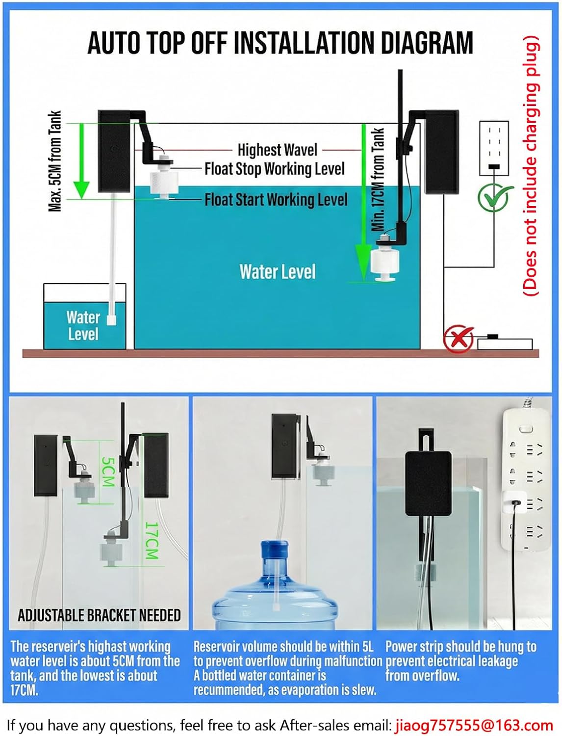 Auto Top Off System with Float Sensor, Preset Drain/Refill Function, Auto Start/Stop, Water Level Controller Kit with 6.5ft Tube for Garden/Tank/Pond/Aquarium/Statuary/Hydroponics, Outdoor/Indoor