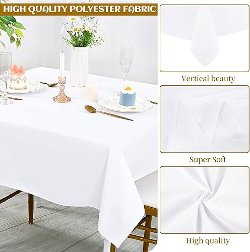 Miniatura 2 de fani Paquete de 8 manteles cuadrados de 52 x 52 pulgadas, mantel blanco para mesa cuadrada, resistente a las manchas y a las arrugas, mantel de