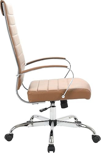 Miniatura 5 de LeisureMod Benmar Silla de oficina moderna con respaldo alto, muebles giratorios ajustables de 360 grados en tapicería de cuero con respaldo