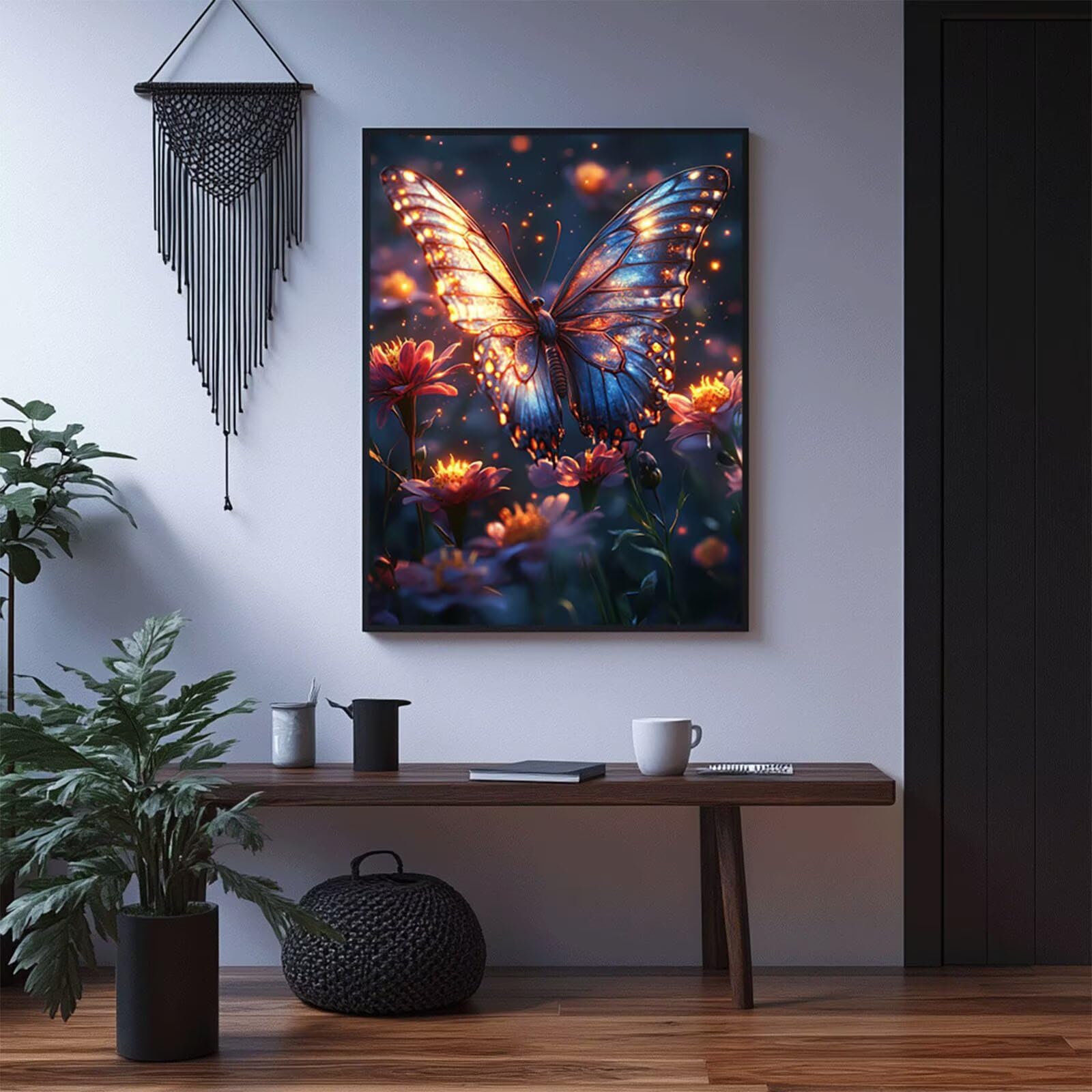 DIY Diamond Painting Farfalla Quadri Moderni Soggiorno 60x80 CM ZXSH10118 | Diamantini Dipingere con i Numeri Adulti Flower Crystal Art Punto Croce Embroidery Kit per Decorazioni Casa Regalo Donna