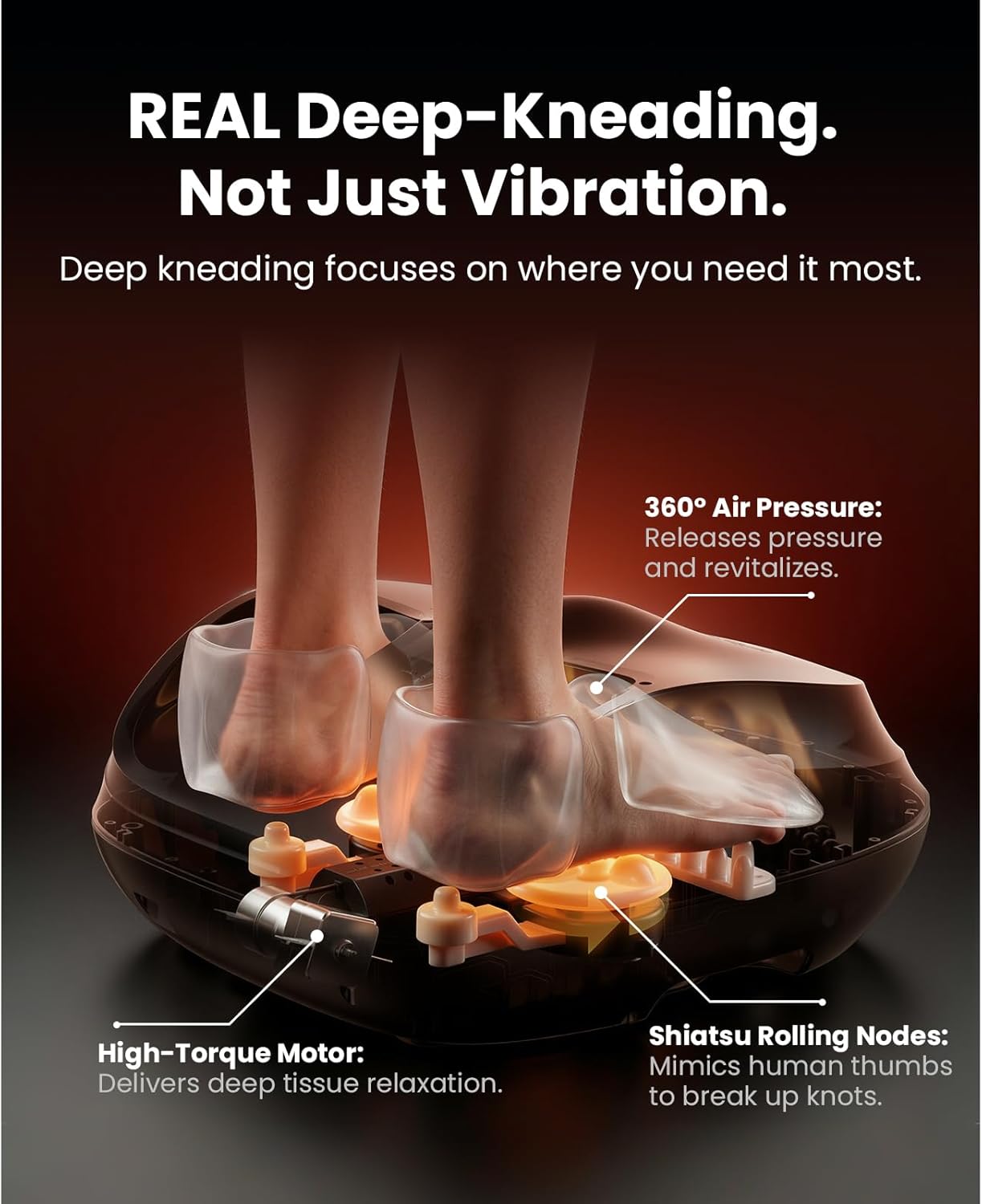 BOB AND BRAD Shiatsu Foot Massager with Heat and Remote,FSA Eligible HSA Deep Kneading Electric Feet Massager for Plantar Fasciitis, Fits US Size 12 - Image 5