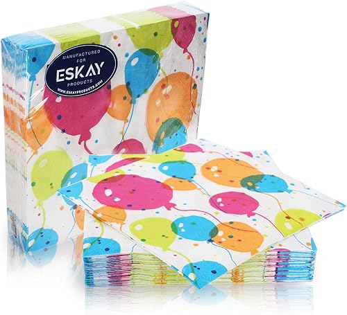 Servilletas de globo para cócteles, aperitivos, bebidas de bar, cumpleaños y eventos de fiesta, 3 capas gruesas y absorbentes, (globo salpicado, 20
