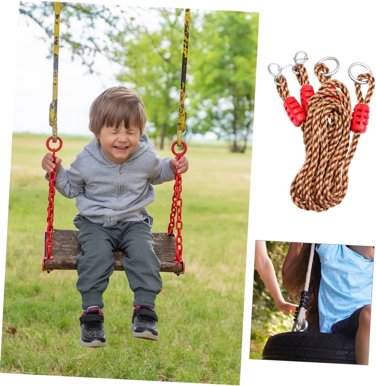 6pcs Connecting Rope for Swing Tree Rope Swing Strap Outdoor Accessory Nylon Hanging Straps Kit Random Color