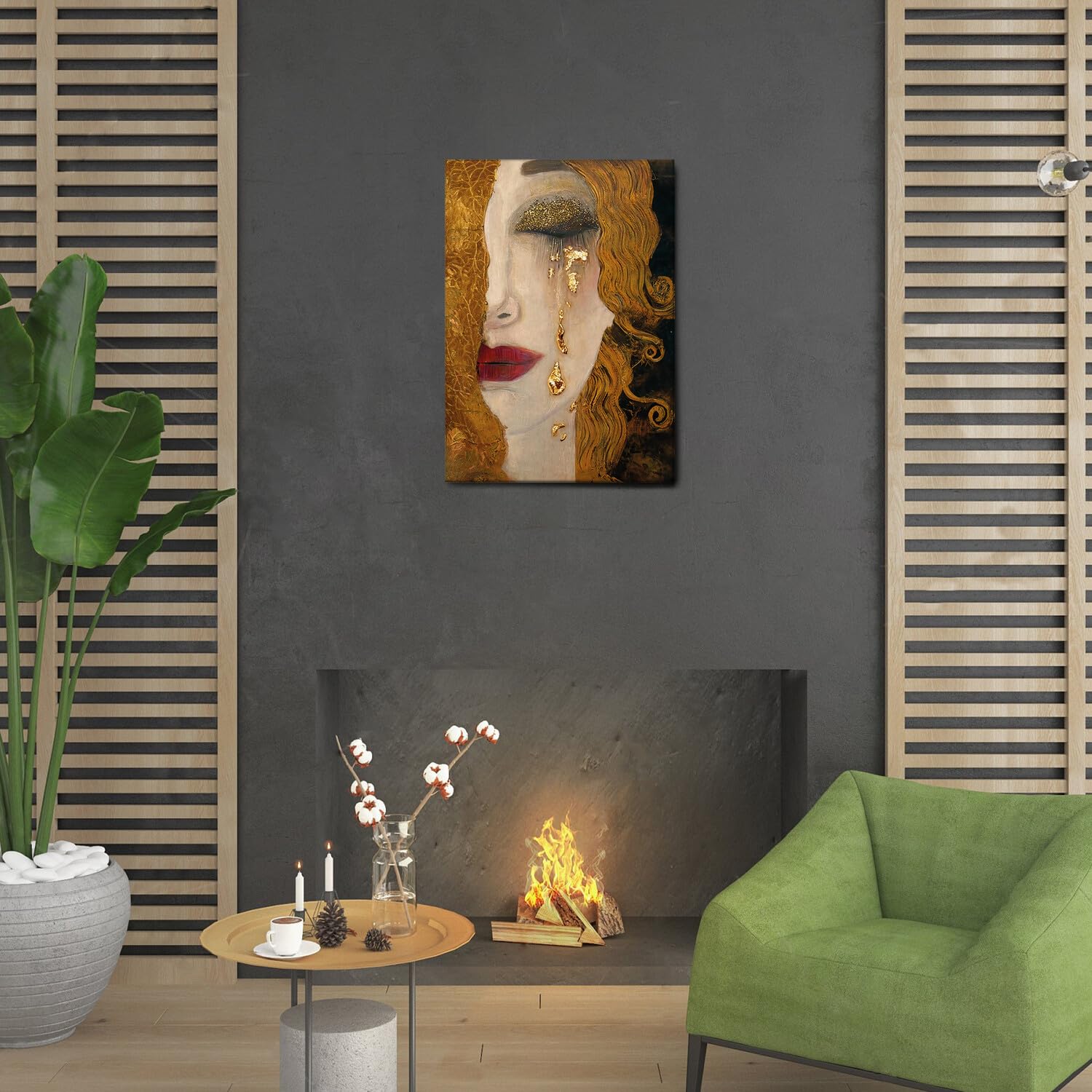 Giallobus - Quadro - Gustav Klimt - Lacrime dorate - Tela Canvas Telaio Standard - 50L x 70l cm - Pronto da appendere - Quadri moderni per la casa