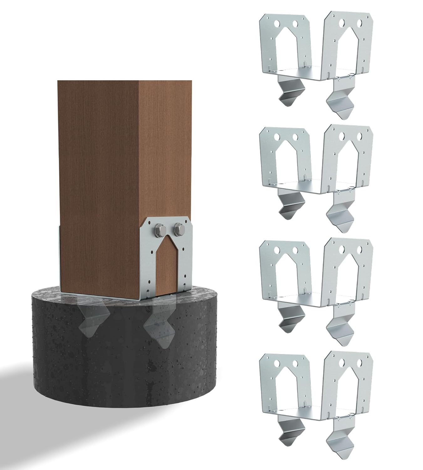 6x6 Post Base Anchor for Concrete - Heavy Duty 4-Pack Fits 5.5" Wood Posts, 2mm Electro-Galvanized Steel Bracket, Deck/Fence/Pergola/Patio Cover Supports