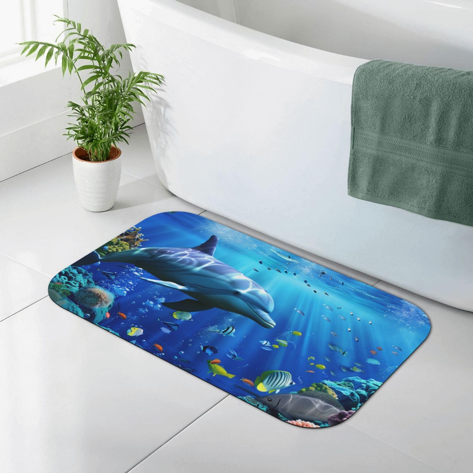 Tapis de salle de bain dauphin 3D pour une sortie de douche sécurisée