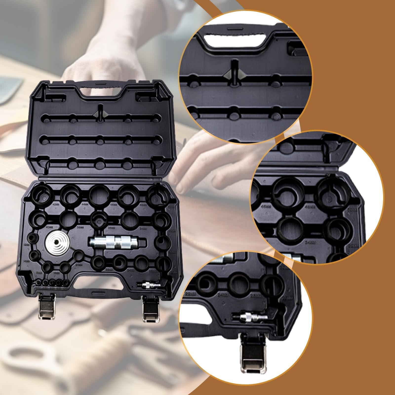TISHITA Kit di Perforatori per Guarnizioni con Contenitore per La Lavorazione di Pelli E Cartone